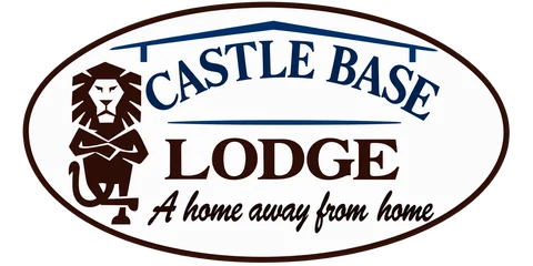 The Castle Base Lodge logo: a lion beneath a roofline, with the words Castle Base Lodge, a home away from home